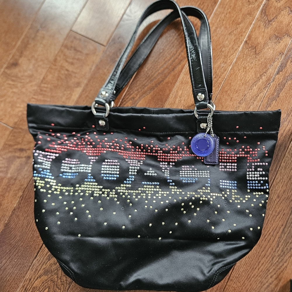 Coach Black Tote with Multicolor Beads